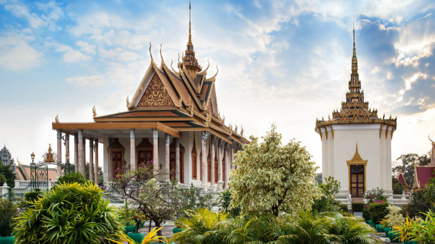 The Silver Pagoda or Wat Preah Keo, Wat Ubosoth Ratanaram or Preah Vihear Preah Keo Morakot is located on the south side of the Royal Palace, Phnom Penh.
